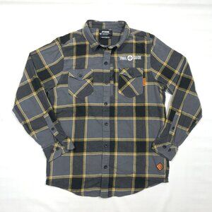 Off the Grid Destroyer Gray Plaid 5-Pocket 100% Cotton Flannel Shirt Mens Med